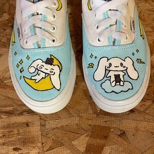Vans Authentic Sneakers Womens‎ 6.5 White Blue Custom Hand Painted Cinnamoroll